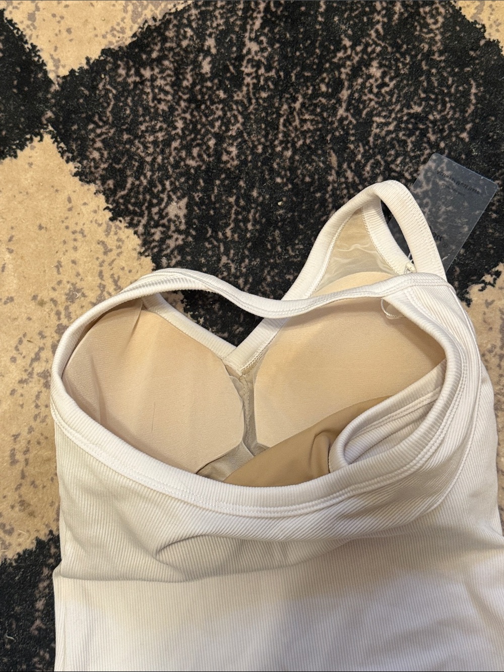 White Ribbed V-Neck Halter Tank - Picture 5 of 5